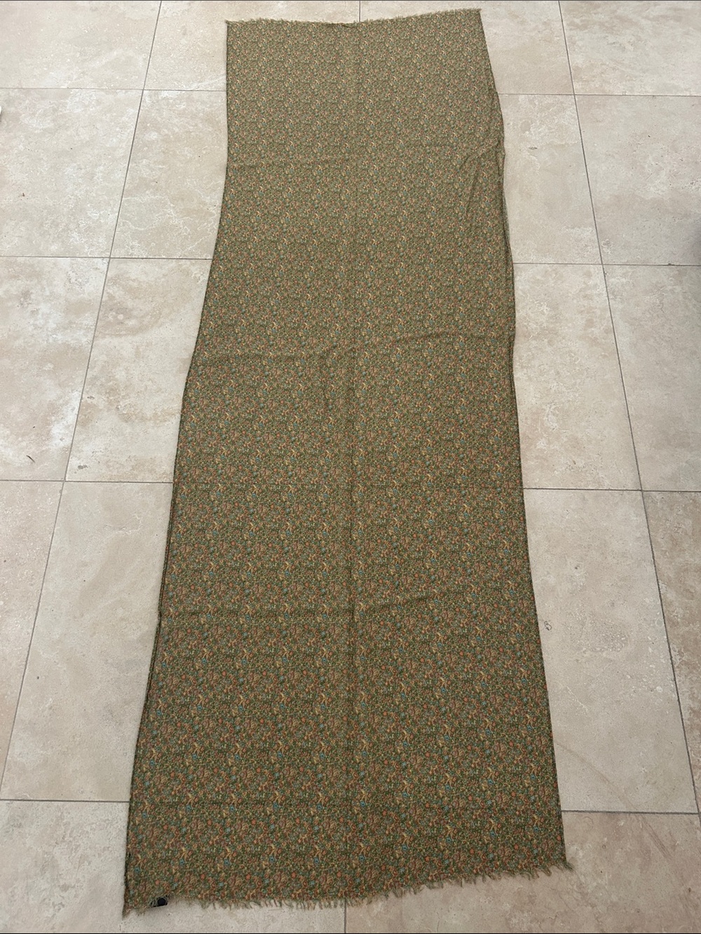 Patricia Nash Olive Green Floral oblong light scarf